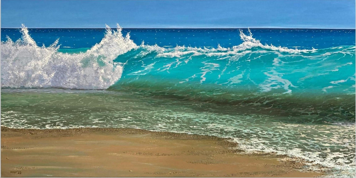 Breaking wave on beach canvas print